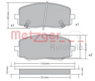 METZGER 1170588 Комплект гальмівних колодок, дискове гальмо